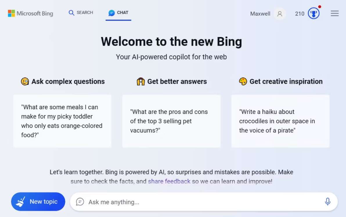 3.   Bing AI Chat