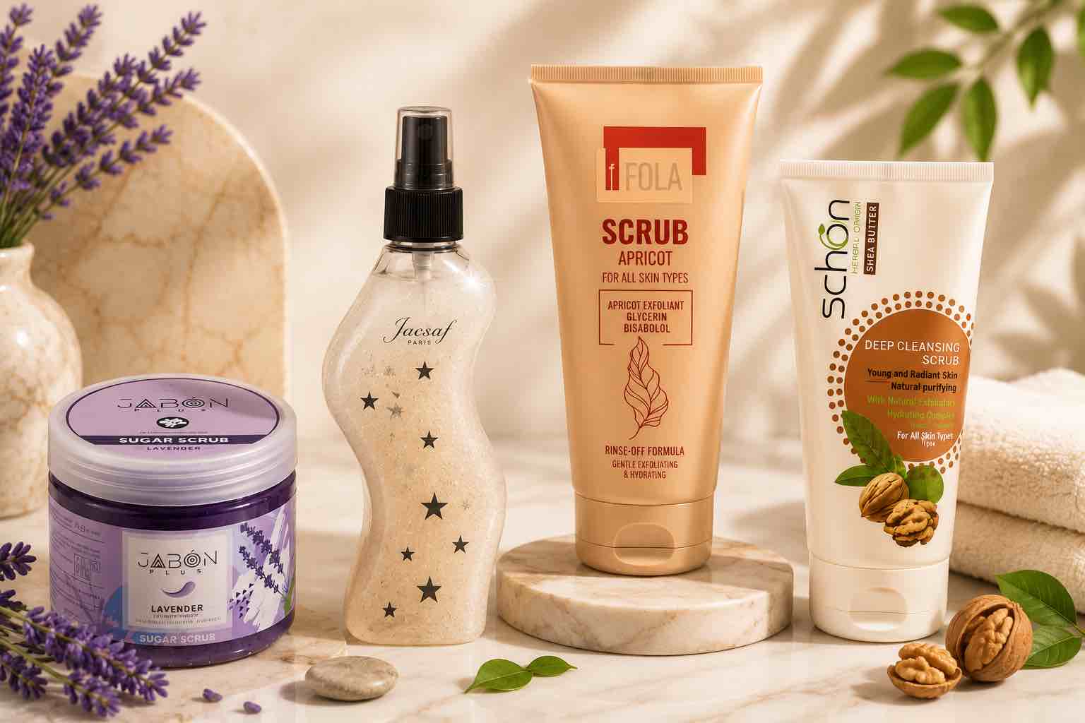 بهترین اسکراب‌های صورت و بدن؛ فلا زردآلو، ژبن پلاس، شون و دیپ سنس